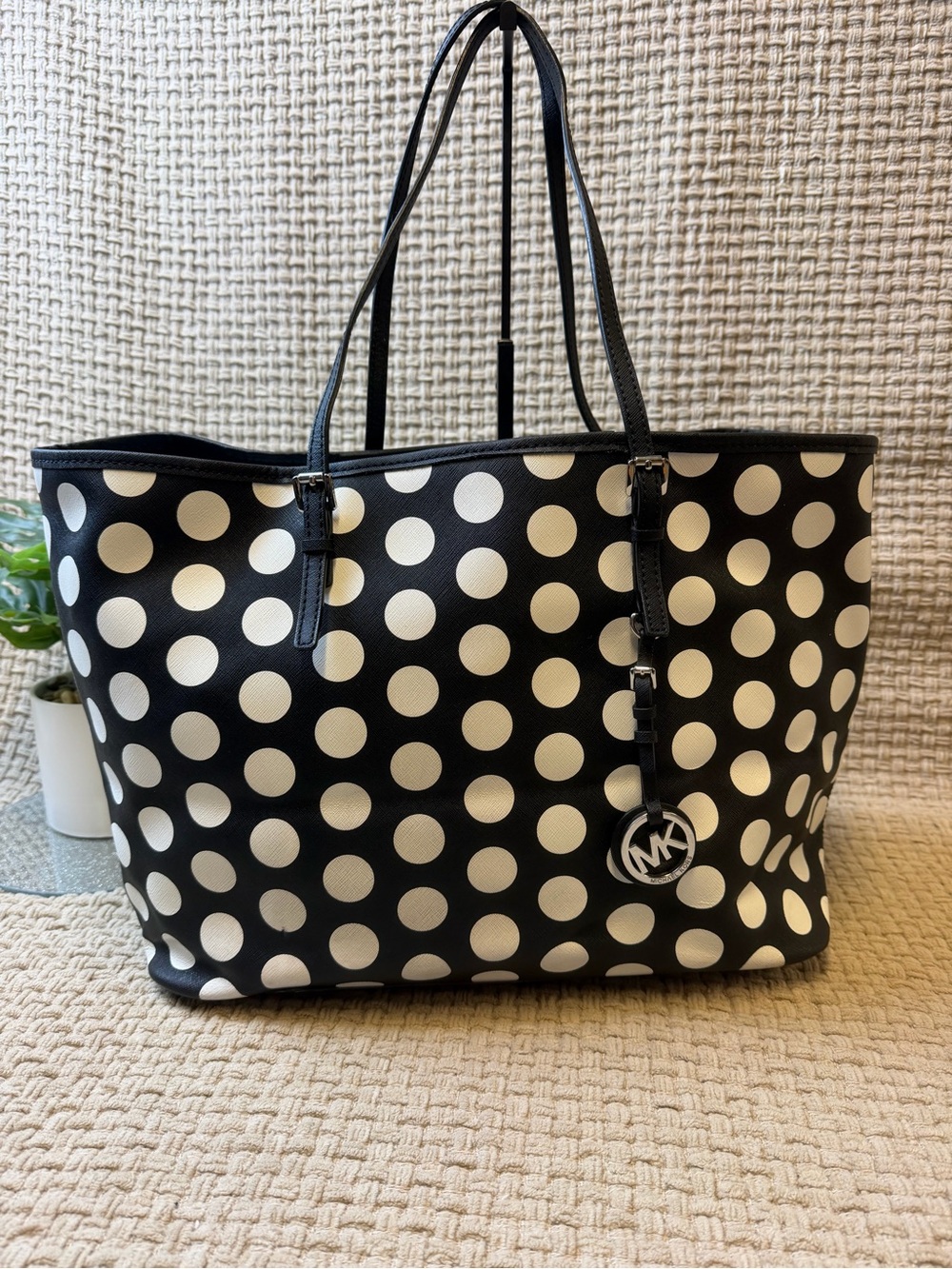 Michael Kors Black & White Polka Dot Tote